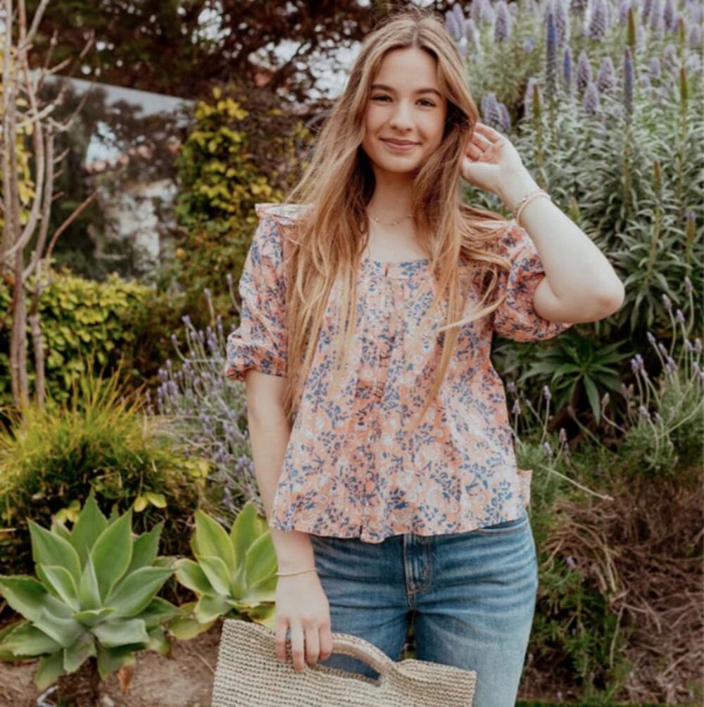 Cleobella Mariana Puff Sleeve Button Front Floral Blouse Top Shirt Small
